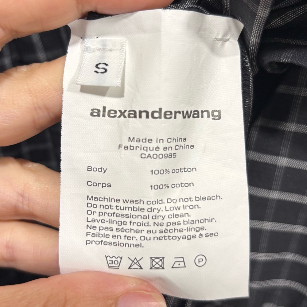 Alexander Wang UNIQUE LAYERED TIE-FRONT CHECKED POPLIN SHIRT - Picture 6 of 7